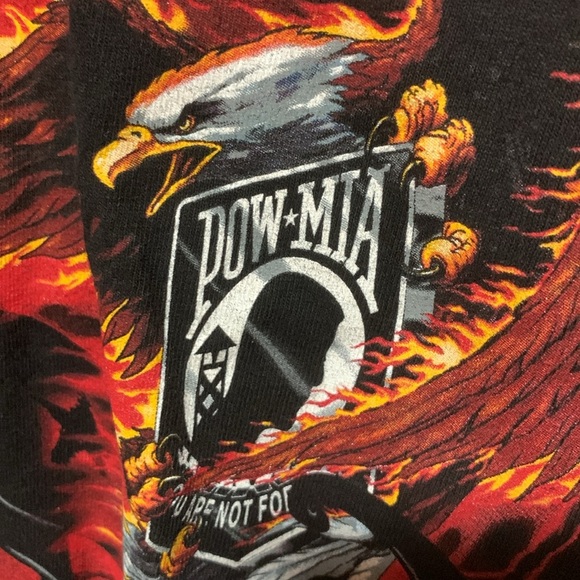 Y2K POW MIA Never Forget Biker Shirt Eagle & Flames Graphic Long Sleeve Medium - Picture 13 of 17
